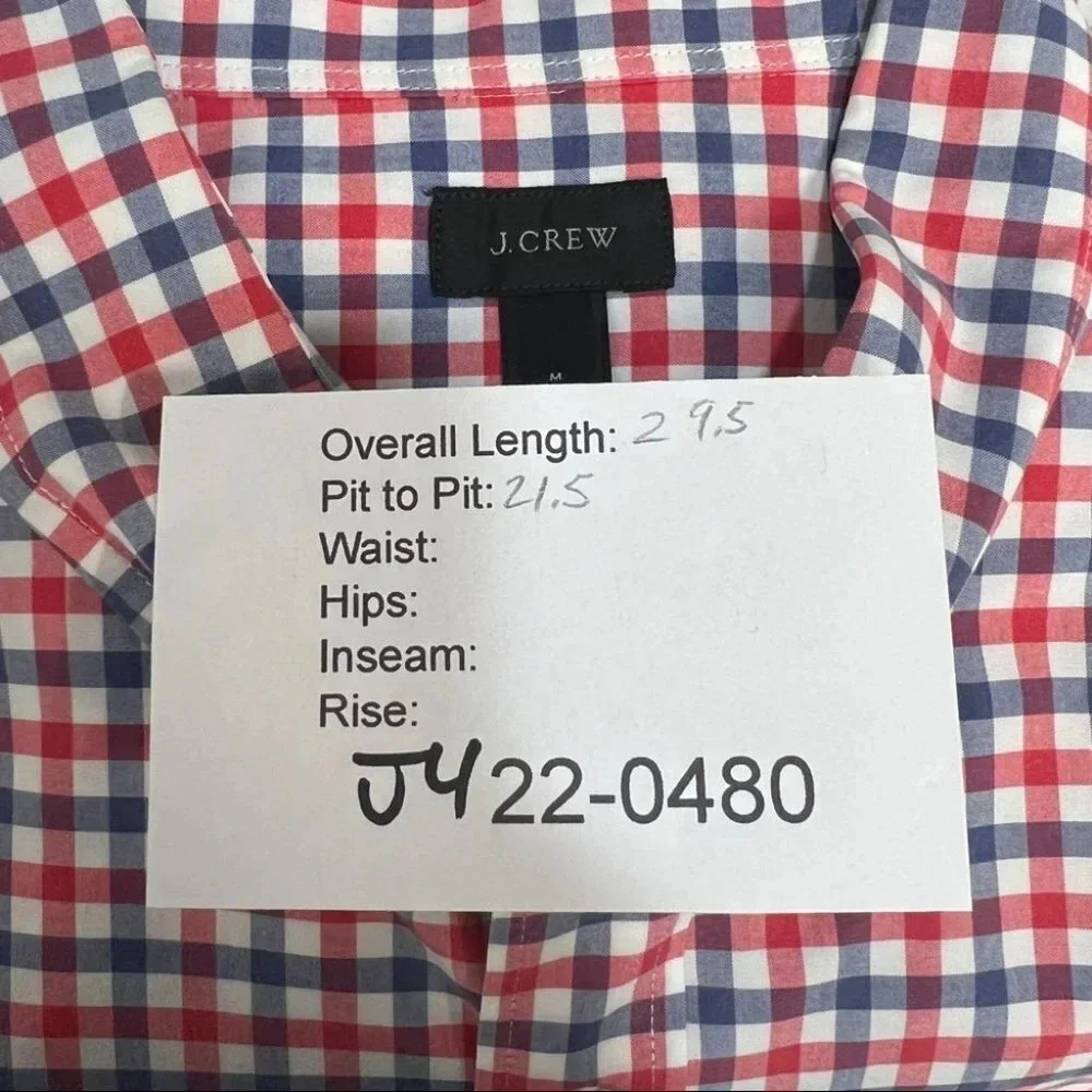 J.Crew 100% Cotton Blue‎ Red Check Men's Shirt Size M